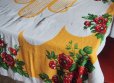 画像1: 東ドイツ　化繊のテーブルクロス　赤い花・黄色 (1)