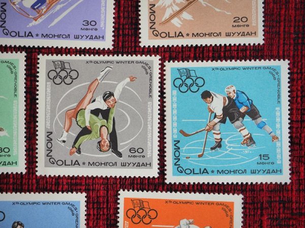画像2: モンゴル切手　未使用　グルノーブルオリンピック　7P　1968年