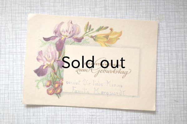 画像1: ドイツ　アンティークカード　誕生日おめでとう