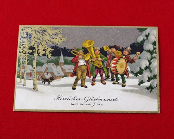 画像1: ドイツ　アンティークポストカード　1939年12月30日　新年カード (1)